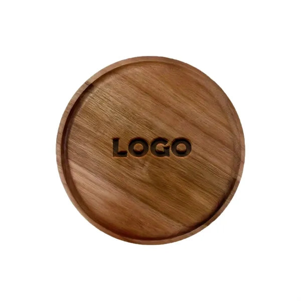 Round Acacia Wood Serving Tray With Fine Grain Finish