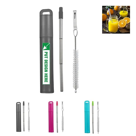 Collapsible Stainless Steel Drinking Straw with Brush