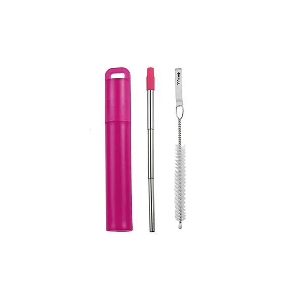 Collapsible Stainless Steel Drinking Straw with Brush
