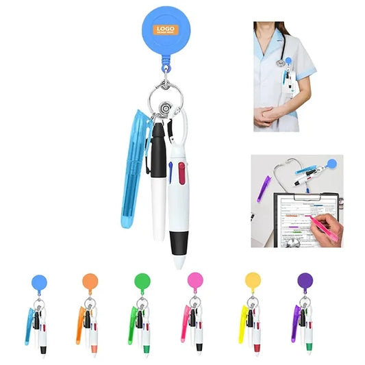 Retractable Badge Reel & ID Holder Pen Set