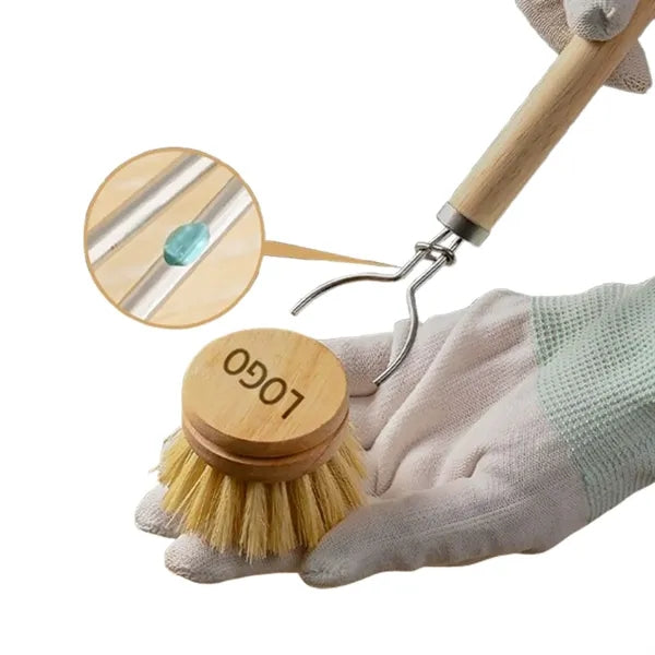 Detachable Long Wooden Handle Horsehair Cleaning Brush