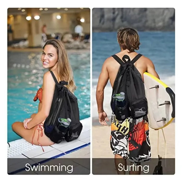 Drawstring Backpack with Pockets