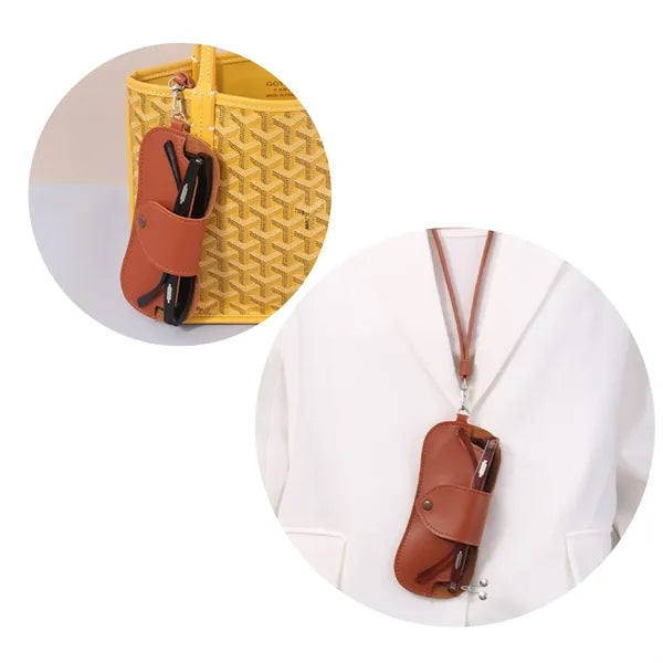 PU Neck-Hanging Eyeglasses Storage Pouch