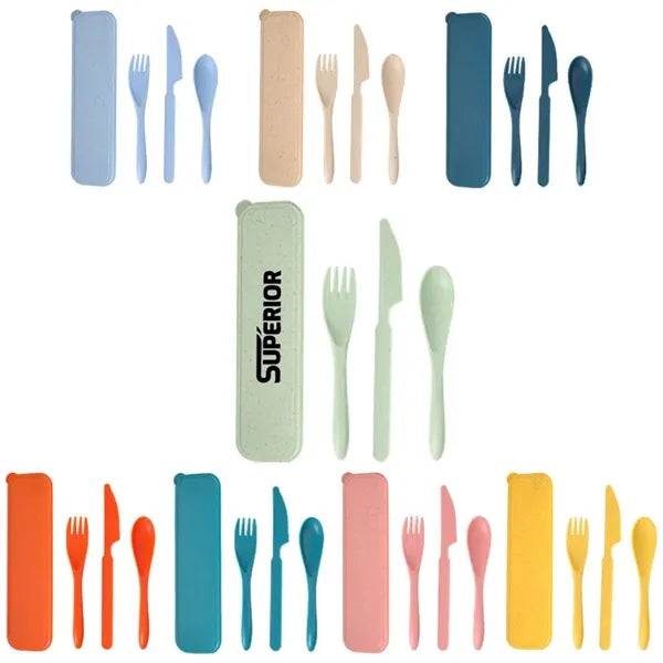 Wheat Straw Portable Knife Fork Spoons Tableware