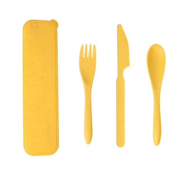 Wheat Straw Portable Knife Fork Spoons Tableware