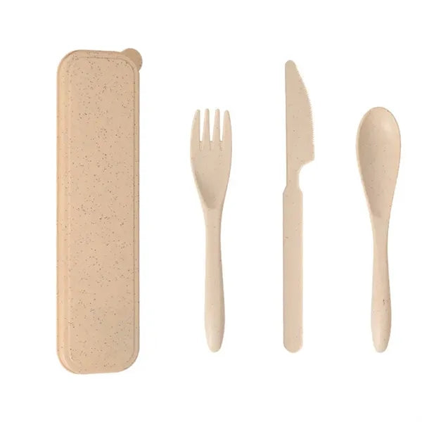 Wheat Straw Portable Knife Fork Spoons Tableware