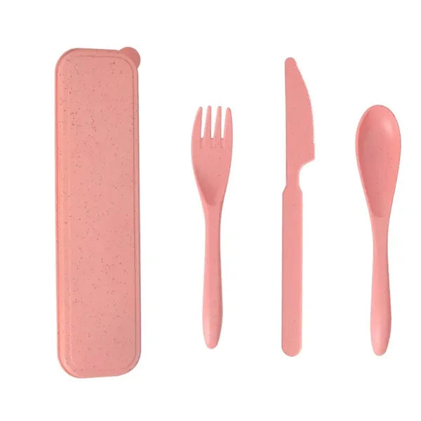 Wheat Straw Portable Knife Fork Spoons Tableware