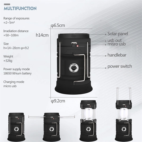 Led camping Lantern integrated power bank solar charger