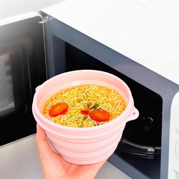 17-oz Collapsible Silicone Food Bowls with Leakproof Lids