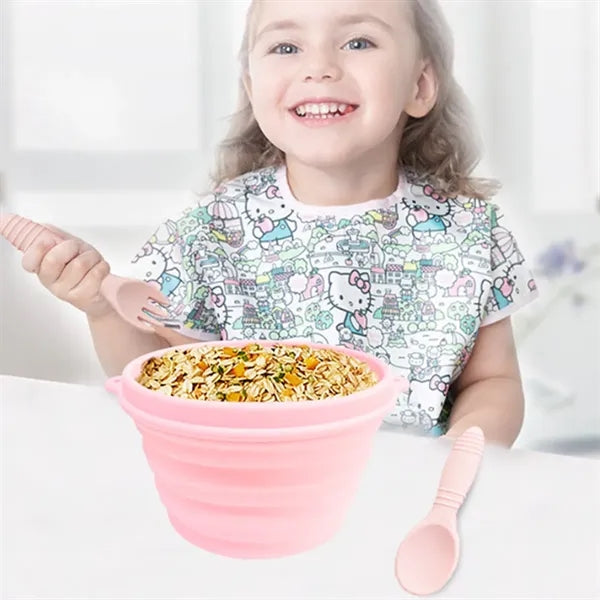 17-oz Collapsible Silicone Food Bowls with Leakproof Lids