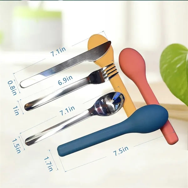 Stainless Steel Portable Cutlery Set with Silicone Cover