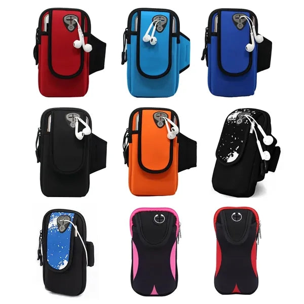Neoprene Sports Armband Phone Pouch with Earphone Port