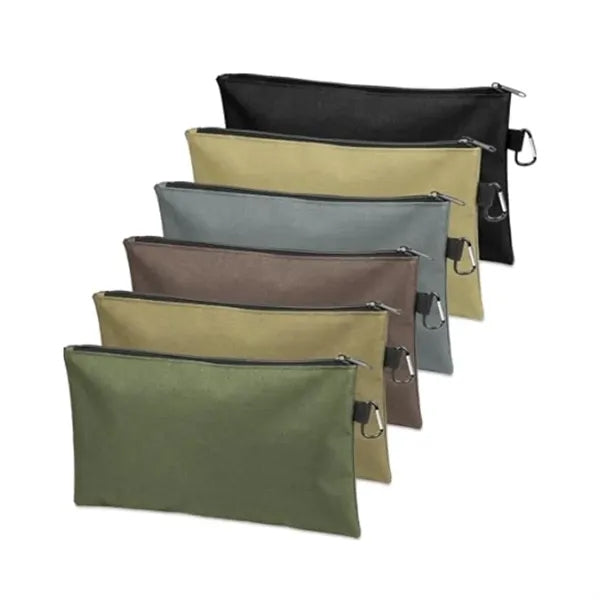 Oxford Polyester Utility Pouch with Zipper and Carabiner