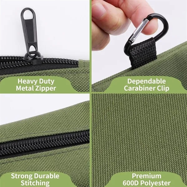 Oxford Polyester Utility Pouch with Zipper and Carabiner