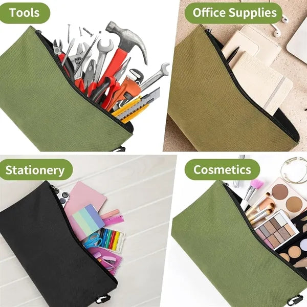 Oxford Polyester Utility Pouch with Zipper and Carabiner