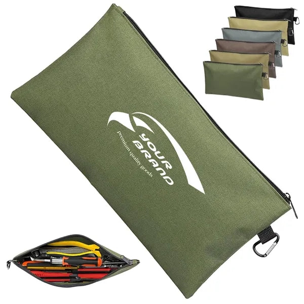 Oxford Polyester Utility Pouch with Zipper and Carabiner