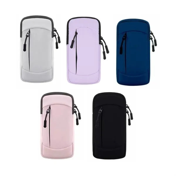 Double Zipper Neoprene Sports Arm Pouch w/ Adjustable Strap