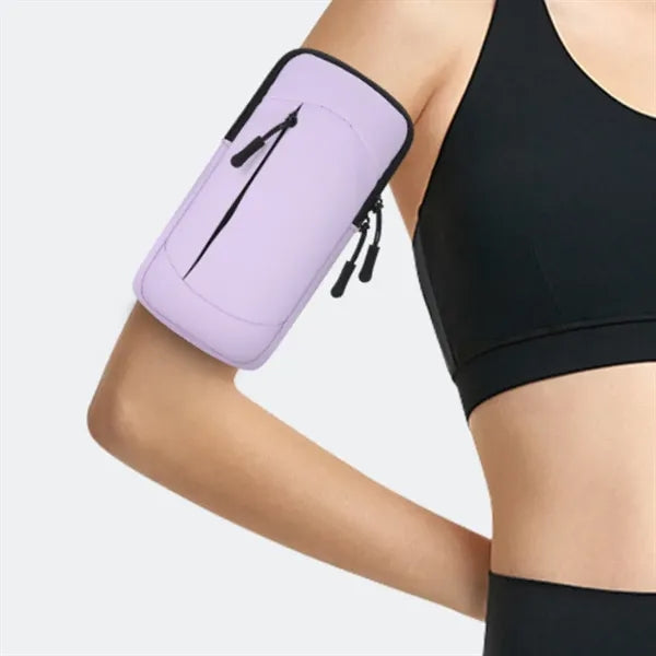 Double Zipper Neoprene Sports Arm Pouch w/ Adjustable Strap