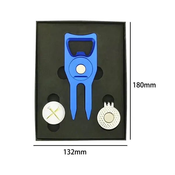 Golf Divot Tool Gift Set w/ Magnetic Ball Marker & Hat Clip