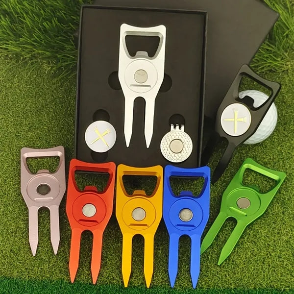Golf Divot Tool Gift Set w/ Magnetic Ball Marker & Hat Clip