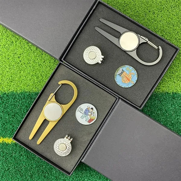 Golf Divot Tool Gift Set w/ Magnetic Ball Markers & Hat Clip