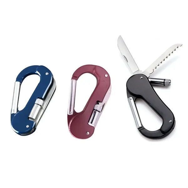 Multi Tool Carabiner with Knife & LED Flashlight