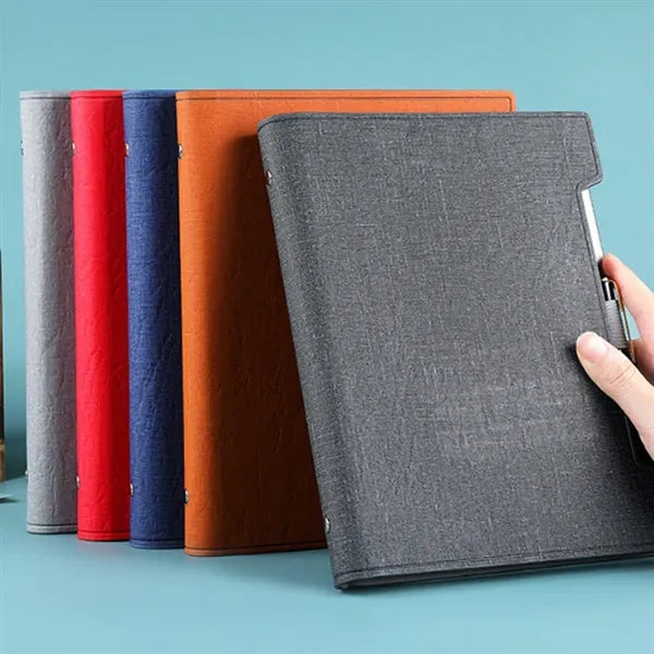A5 PU Leather Clasp Ring Binder Notebook with Card Slots