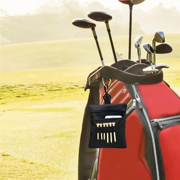 Golf Accessory Ball Pouch Tee Bag with Clip & Pockets