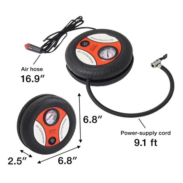Portable 12V Tire Inflator Air Pump with Gauge