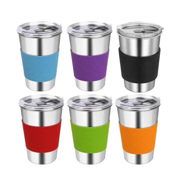 16oz. Stainless Steel Tumbler Water Cup with Silicone Sleeve