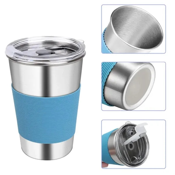16oz. Stainless Steel Tumbler Water Cup with Silicone Sleeve