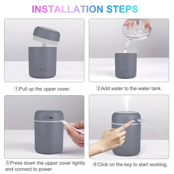 Portable 300ml Mini Humidifier with LED night light