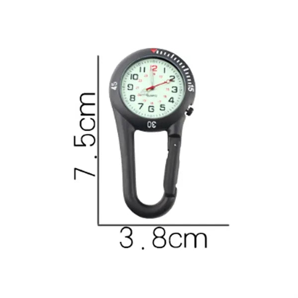 Outdoor Carabiner Watch with Luminous Dial & Safety Clip