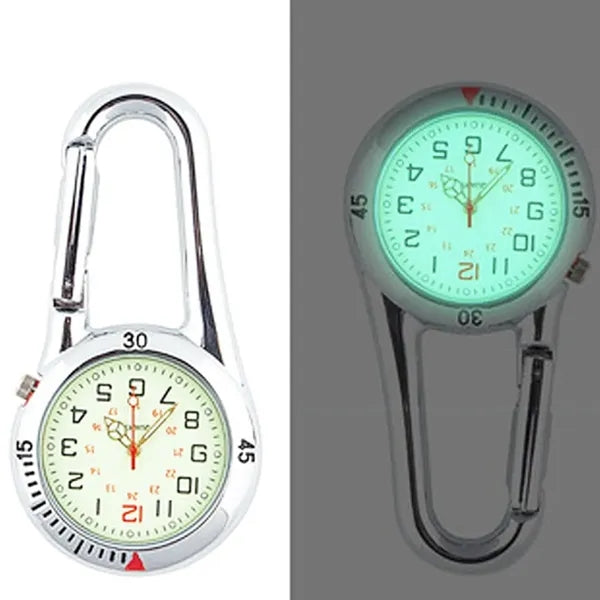 Outdoor Carabiner Watch with Luminous Dial & Safety Clip