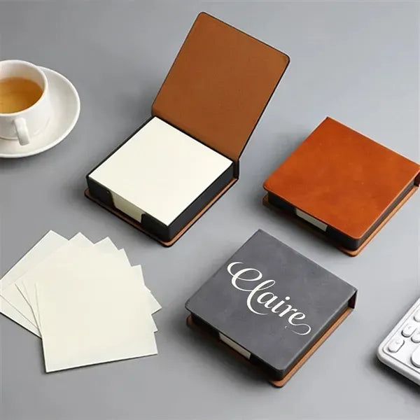 Business PU Leather Sticky Note Box