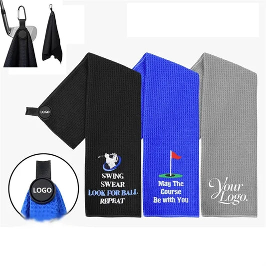 Microfiber Golf Towel With Round Magnetic Carabiner