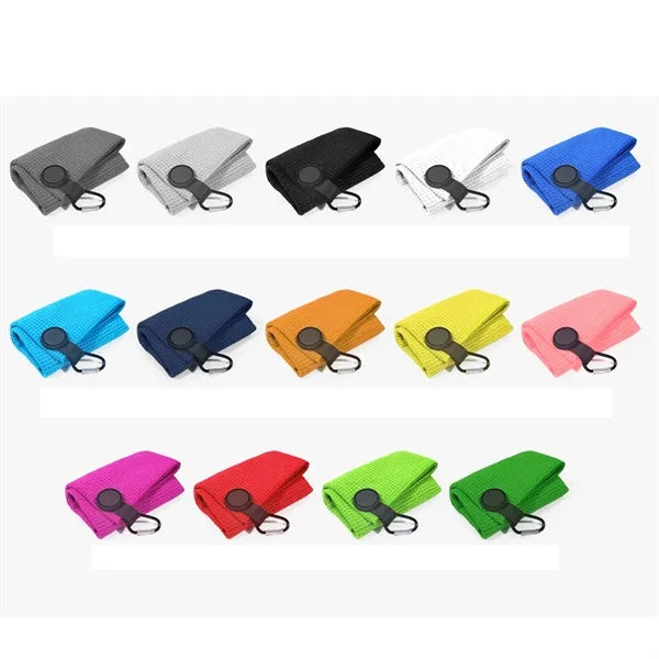 Microfiber Golf Towel With Round Magnetic Carabiner