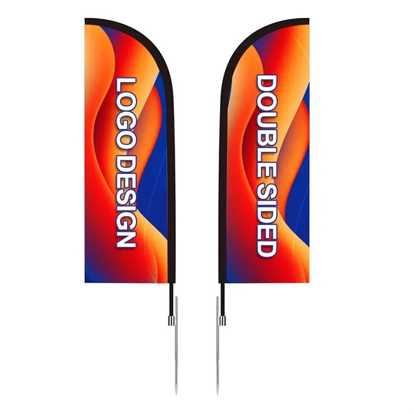 13' Custom Feather Flag Knit- Double Sided W/ Spike Base
