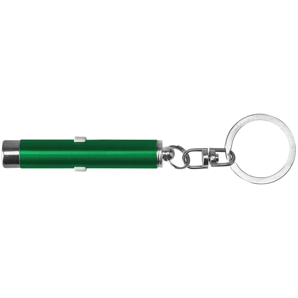 Dual function laser pointer and LED flashlight keychain