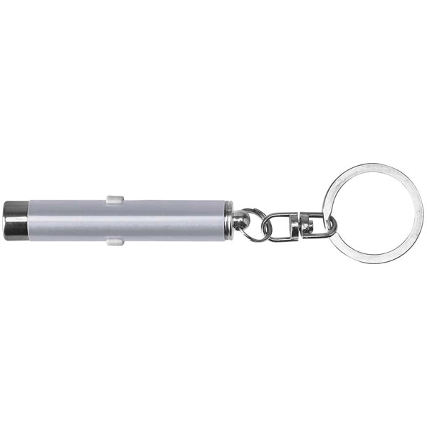 Dual function laser pointer and LED flashlight keychain