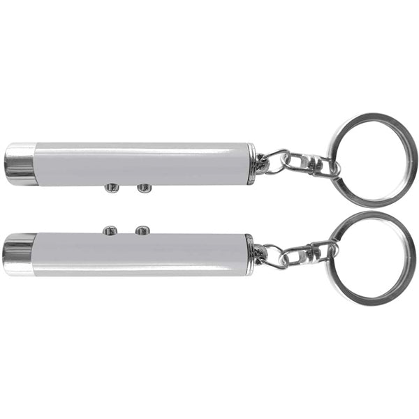 Dual function laser pointer and LED flashlight keychain