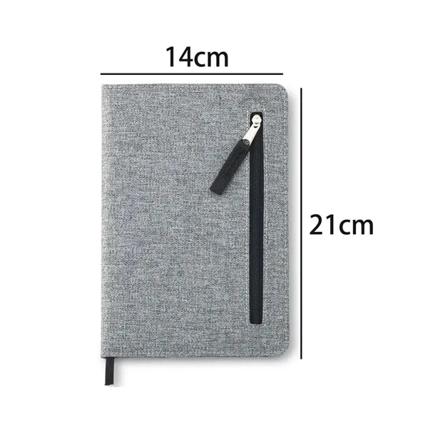Fabric Cover Notebook with Zipper Pocket and Custom Logo