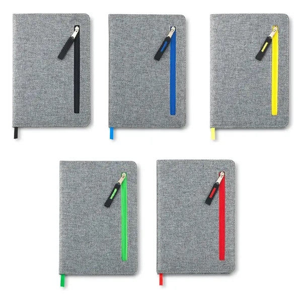 Fabric Cover Notebook with Zipper Pocket and Custom Logo