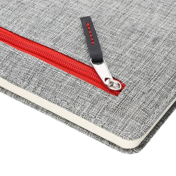 Fabric Cover Notebook with Zipper Pocket and Custom Logo