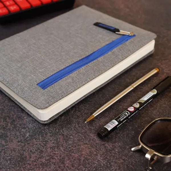 Fabric Cover Notebook with Zipper Pocket and Custom Logo