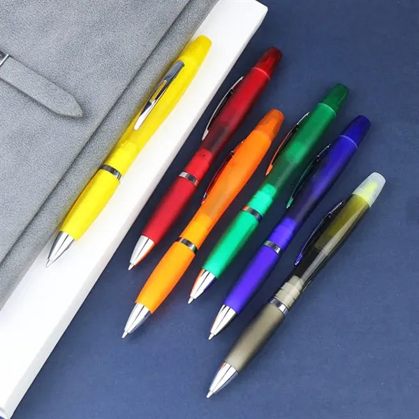 Dual Tip Highlighter and Ballpoint Pen Combo with Custom Log