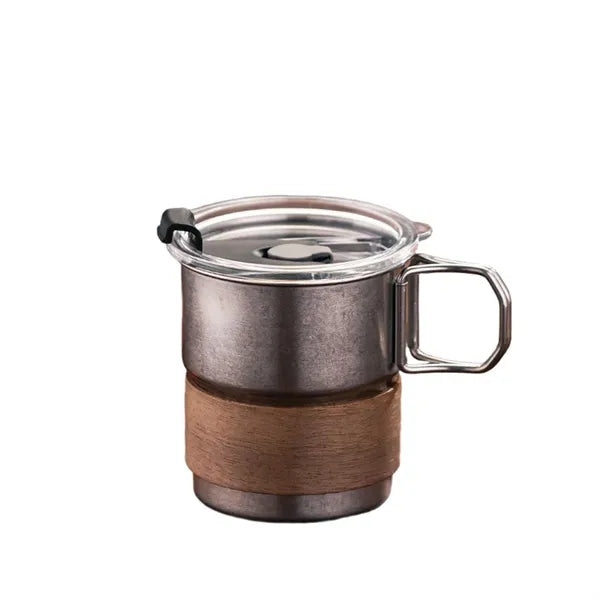 10-oz Stainless Steel Portable Camp Cup with Foldable Handle