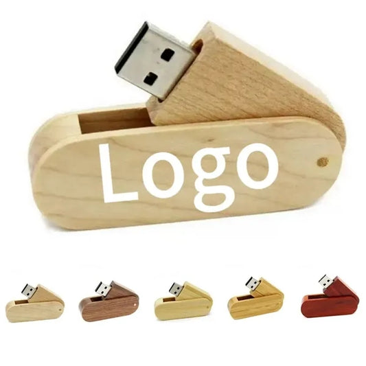 Rotating Wooden USB Flash Drive 2GB