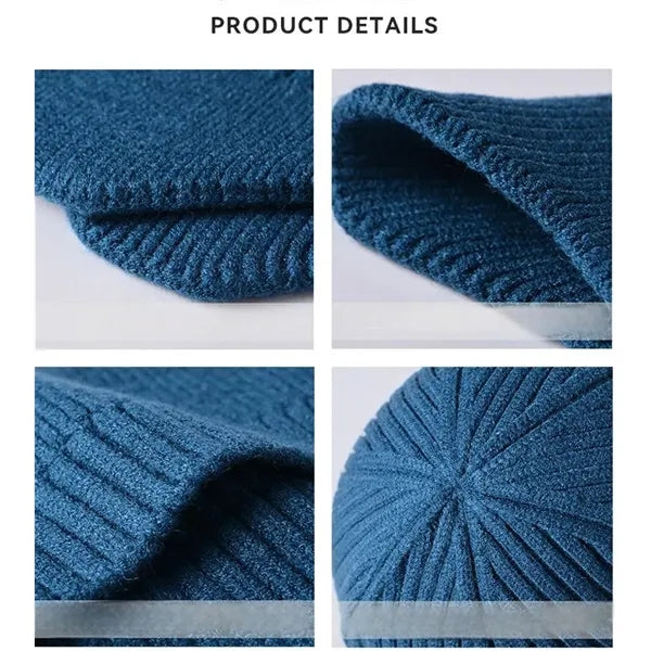 Warm & stylish unisex ribbed knit beanie with ear flaps