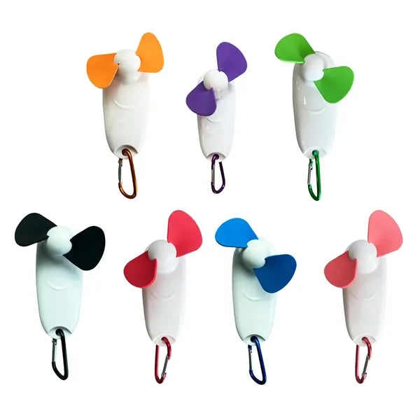 Mini Clip-On Fan with LED Light and Carabiner Attachment